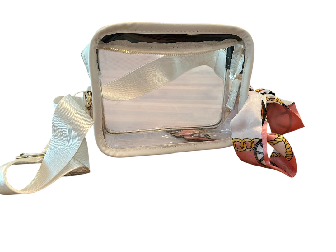 Clear Stadium Bag with White Strap