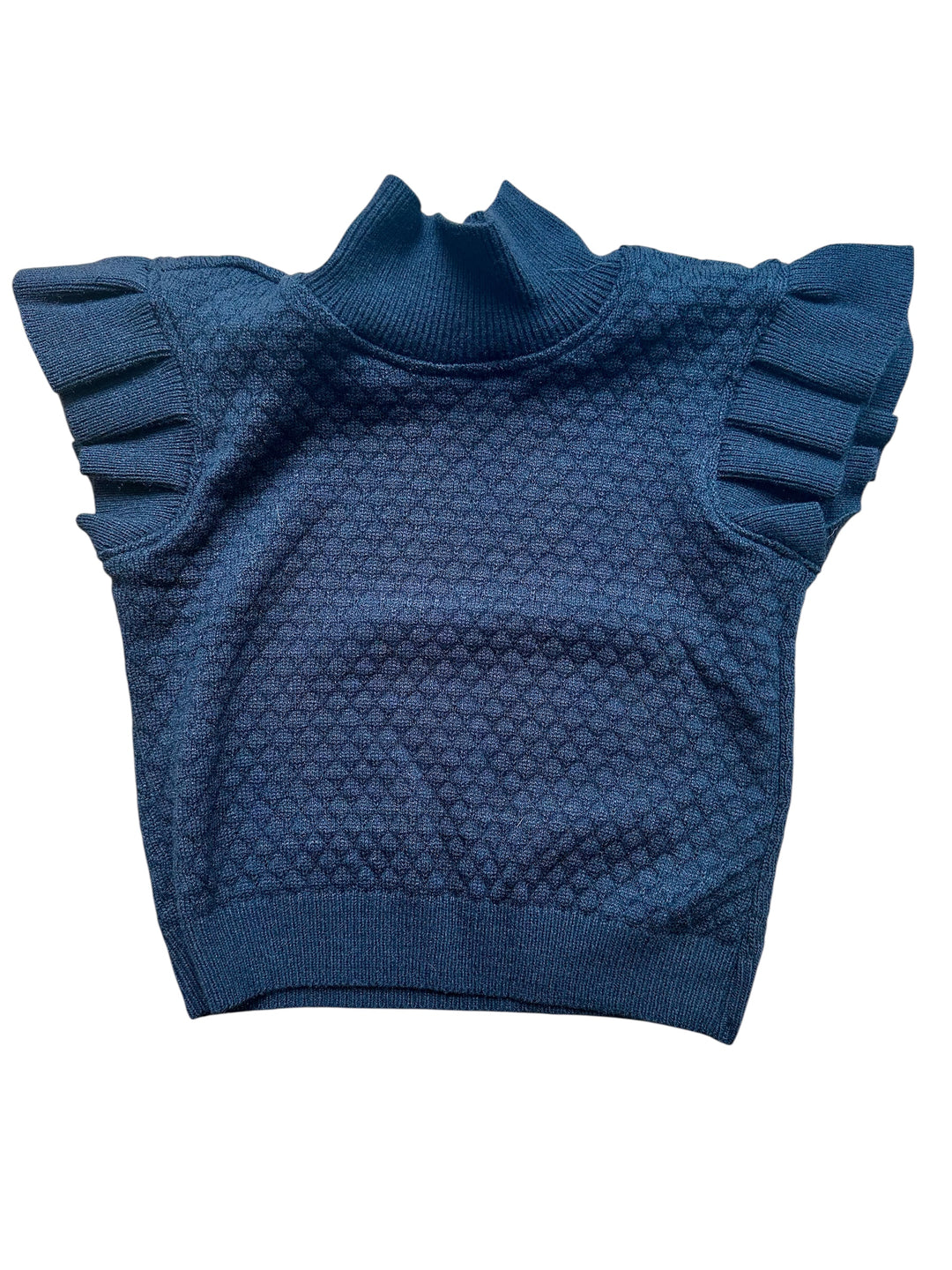 Knitt Ruffle Sleeve Top-Black