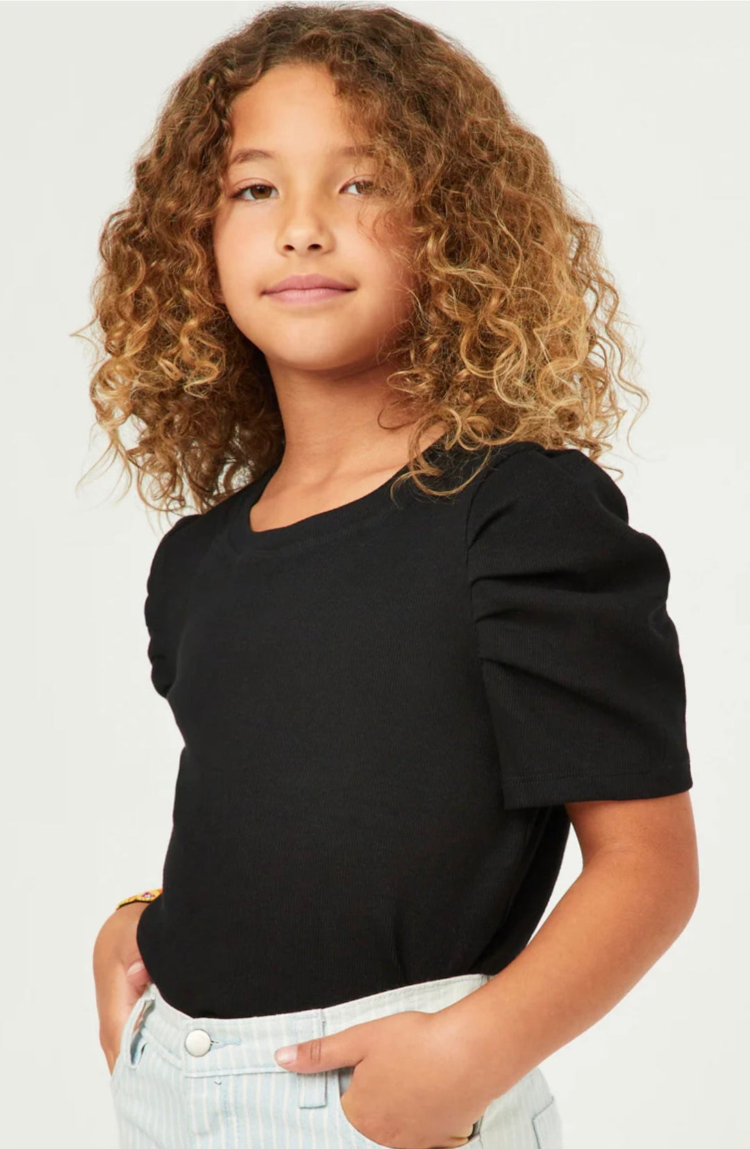 Black Pleated Shoulder Top - jernijacks