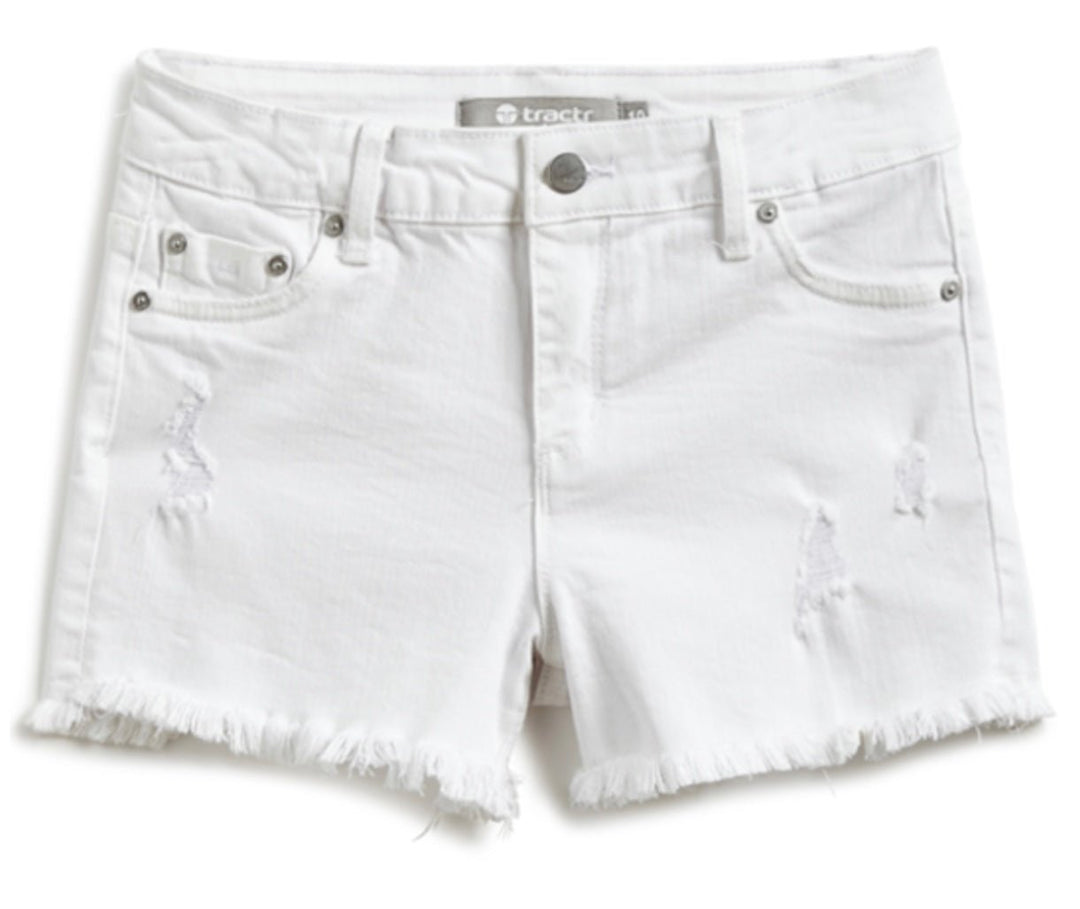 Tractr Brittany White Denim Short - jernijacks