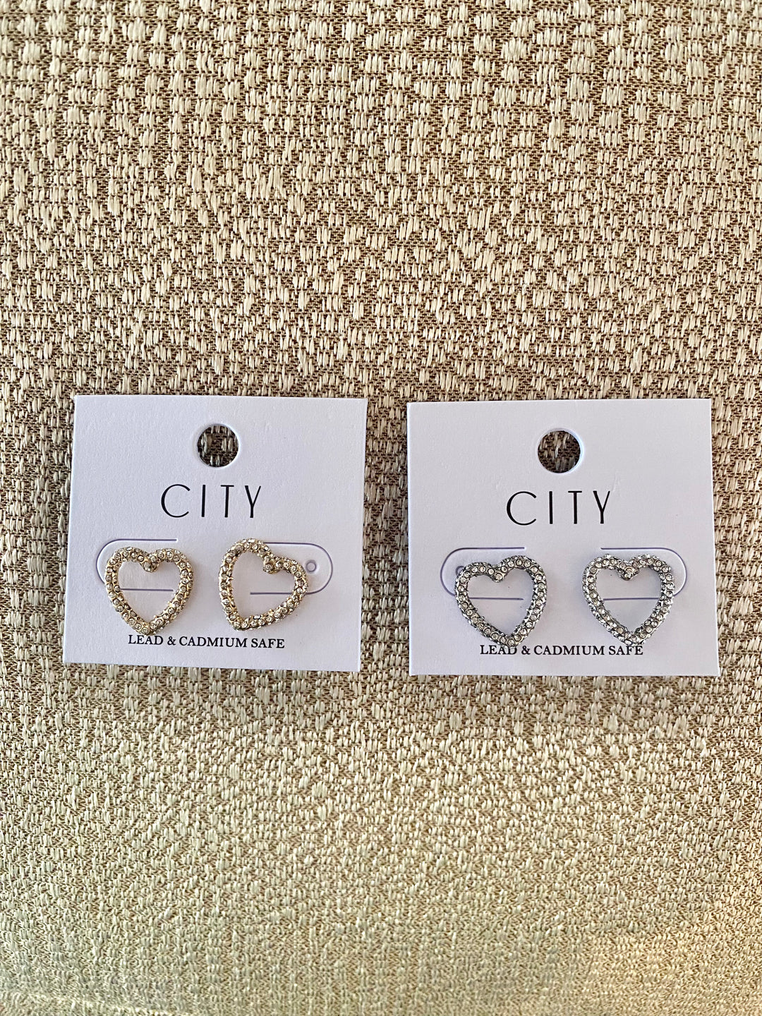 Crystal Beads Heart Studs