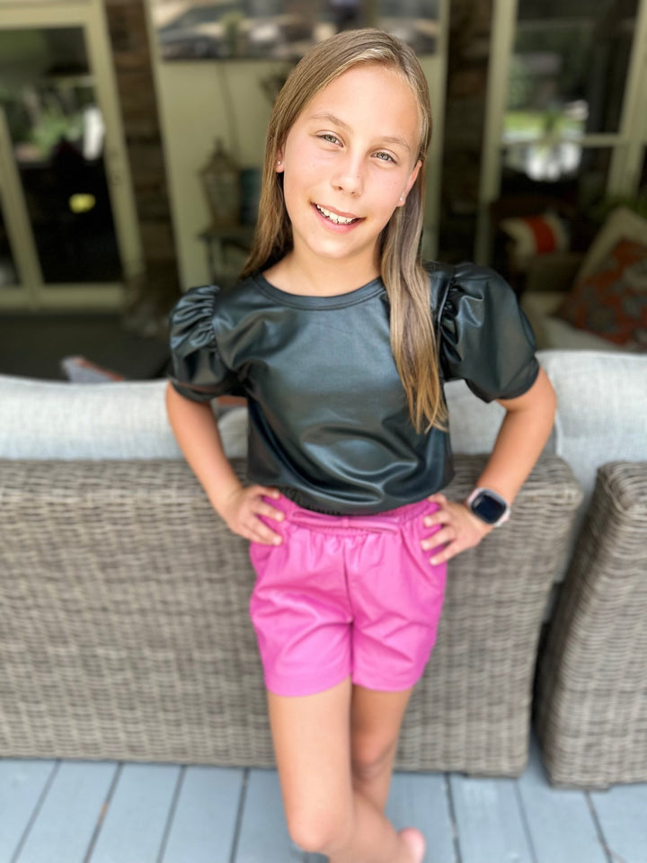 Mini Molly Pink Pleather Shorts - jernijacks