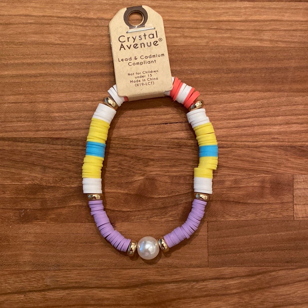 Multi Colored Rubber Bracelet with Pearl - jernijacks