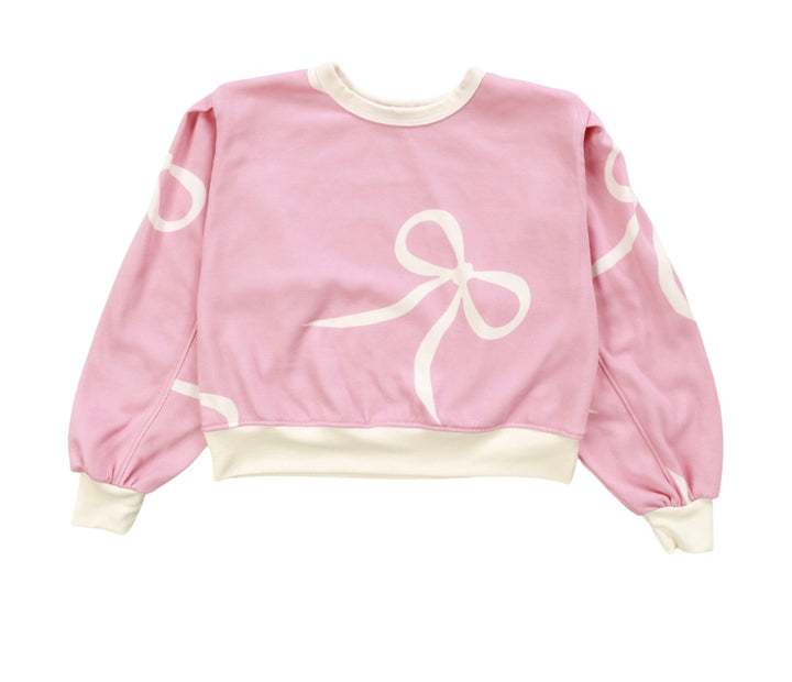 Pink with White Bow Crew Top