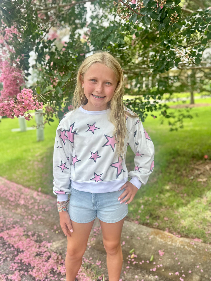 Pink Stars Crew Top