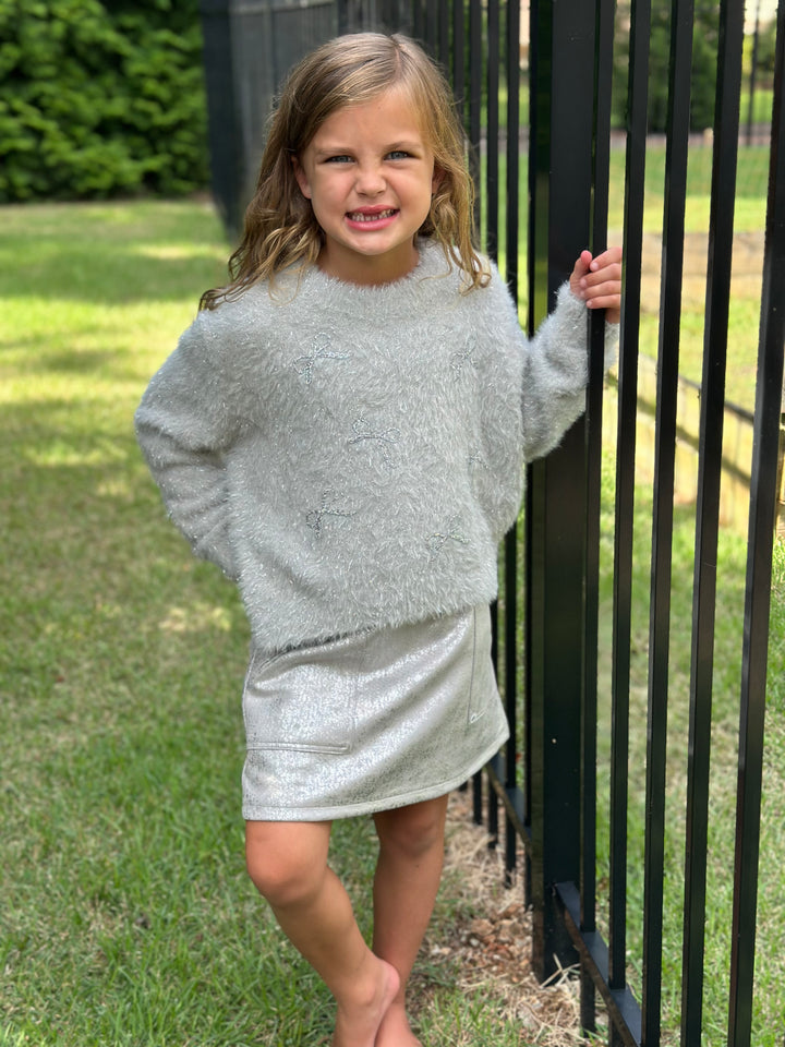 Silver Faux Leather Skirt