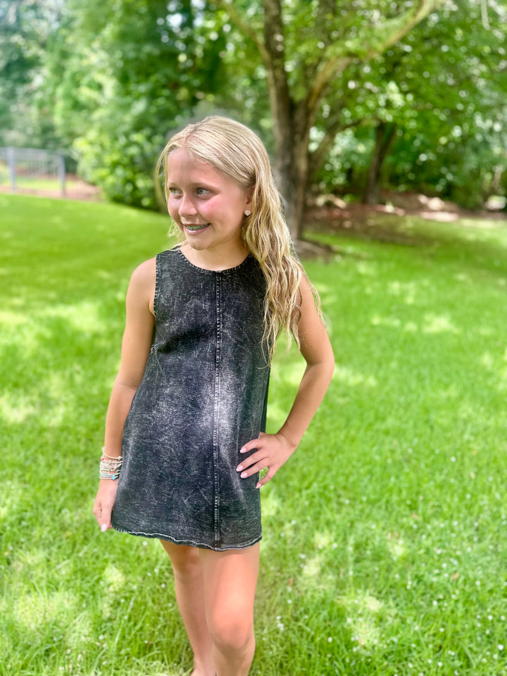 Black Denim Keyhole Dress