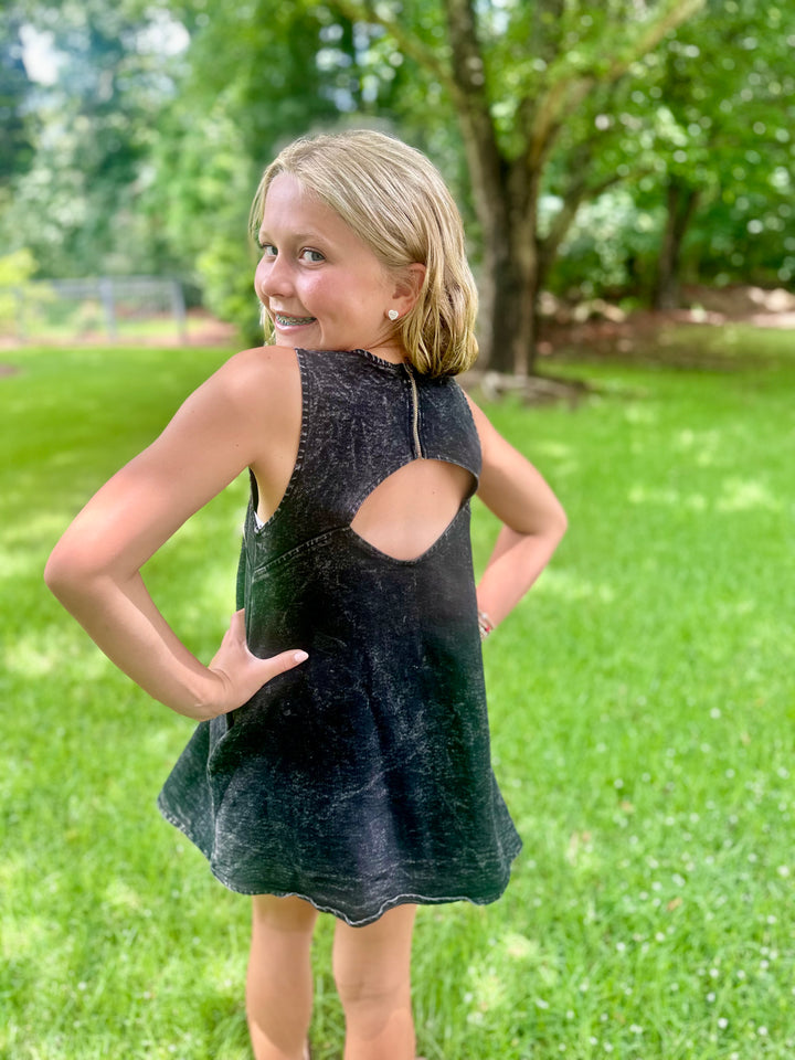 Black Denim Keyhole Dress