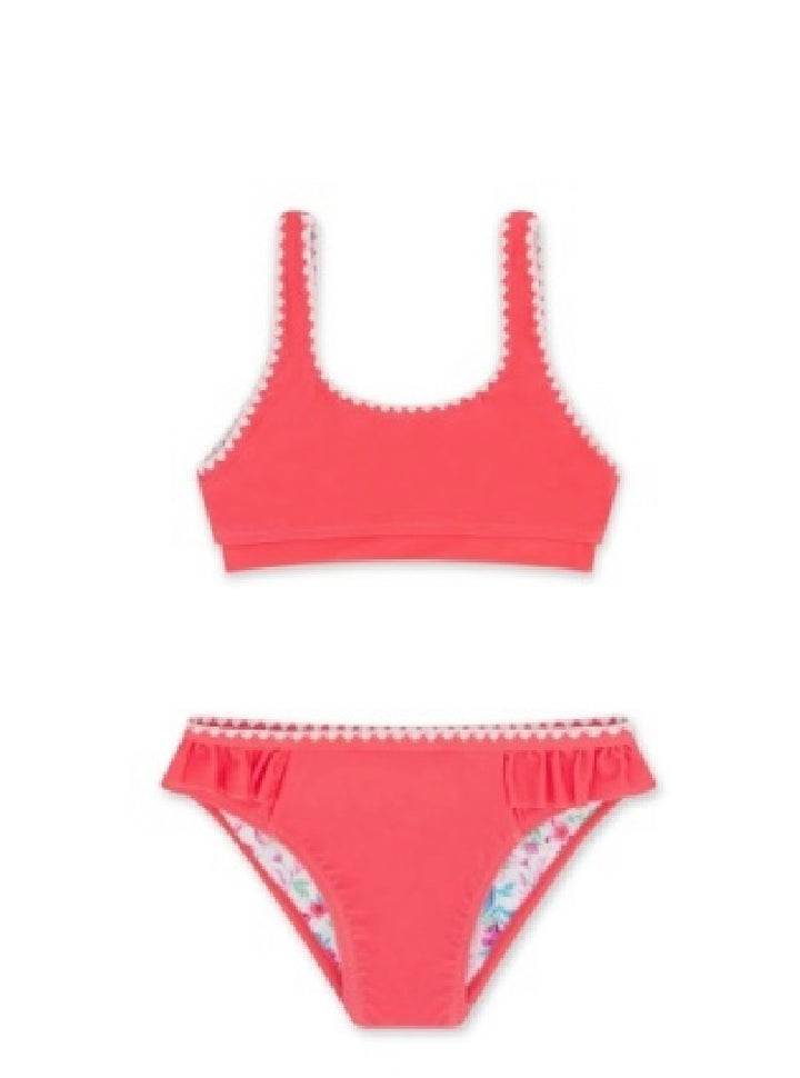 Coral Frilly Bikini