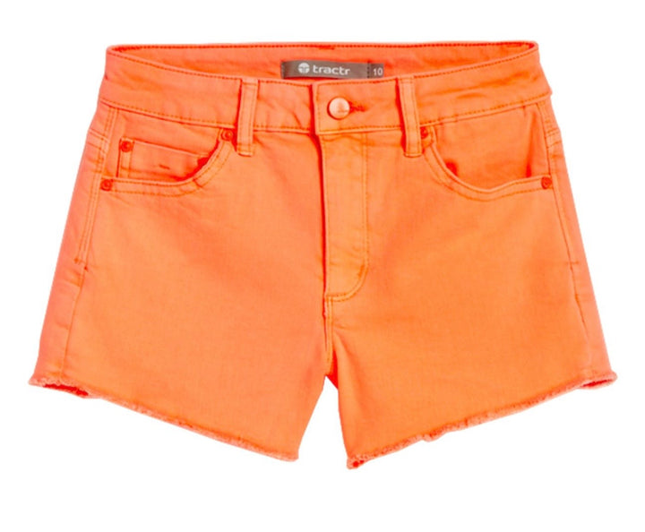 Brittany Neon Orange Fray Shorts