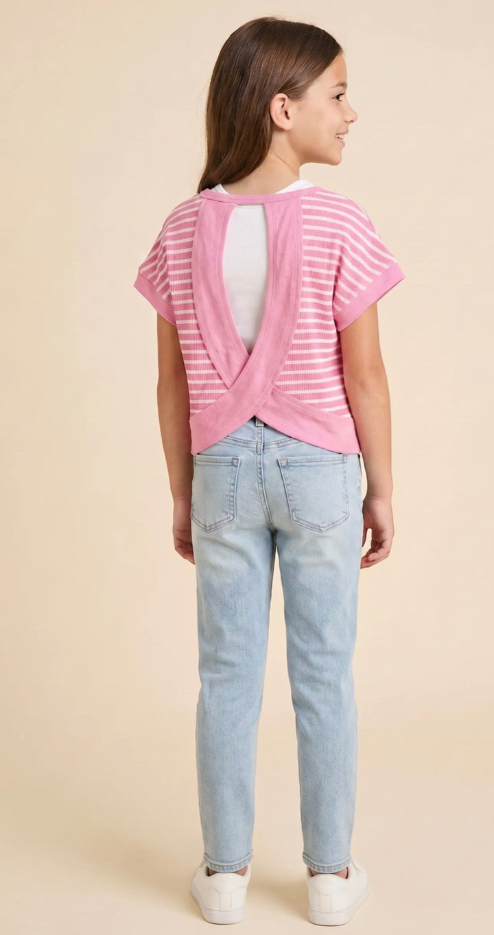 Pink Striped Slouchy Top