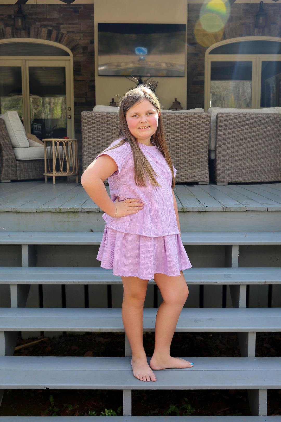 Lavender Waved Ribbed Top