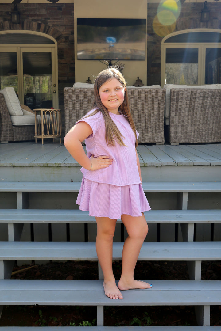 Lavender Waved Ribbed Top