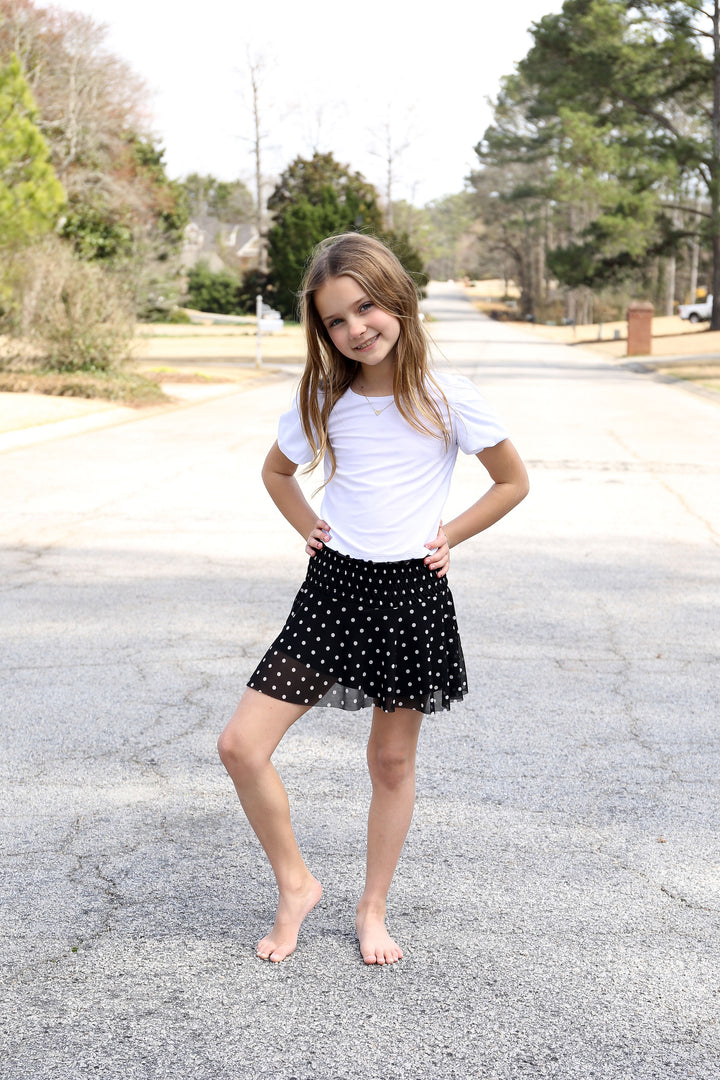 Polka Dot Mesh Skort
