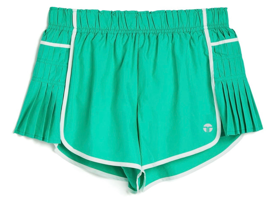 Green/White Pleated Side Panel Shorts