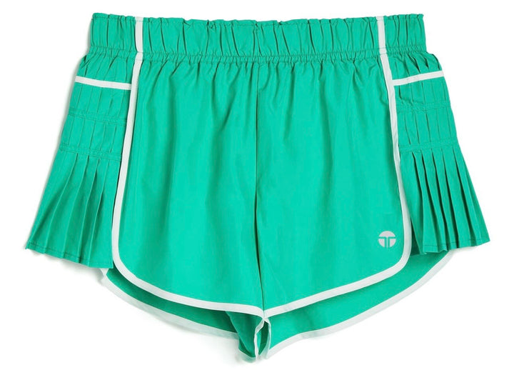Green/White Pleated Side Panel Shorts