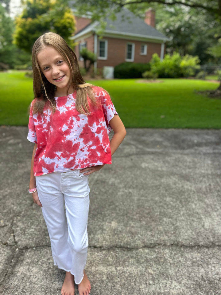 Red Tie Dyed Pocket Top