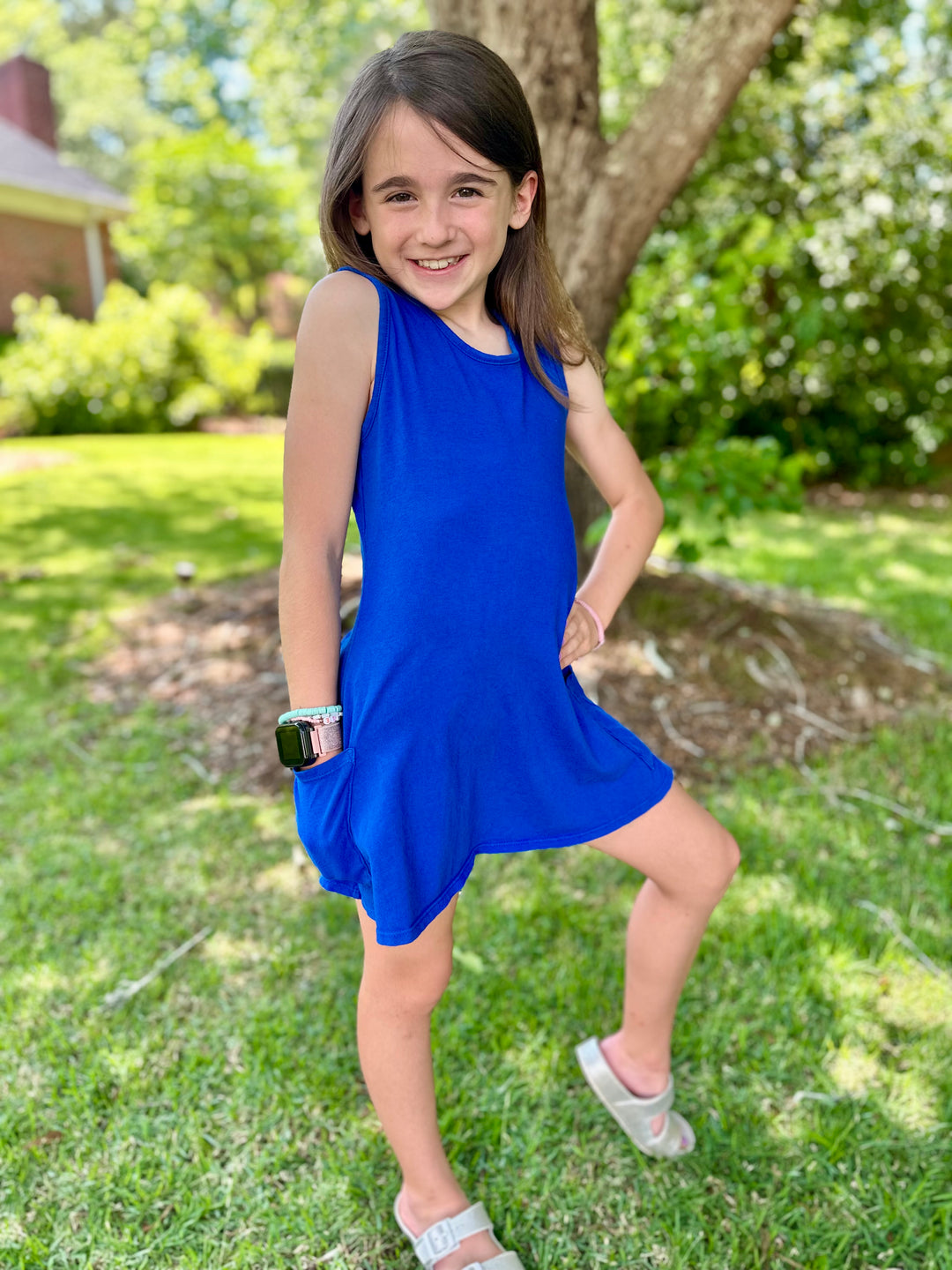 Royal Blue Tank Dress with Pockets