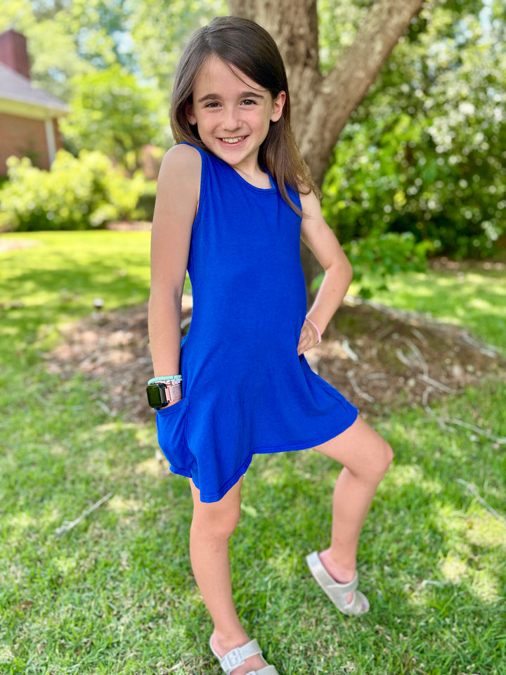 Royal Blue Tank Dress with Pockets