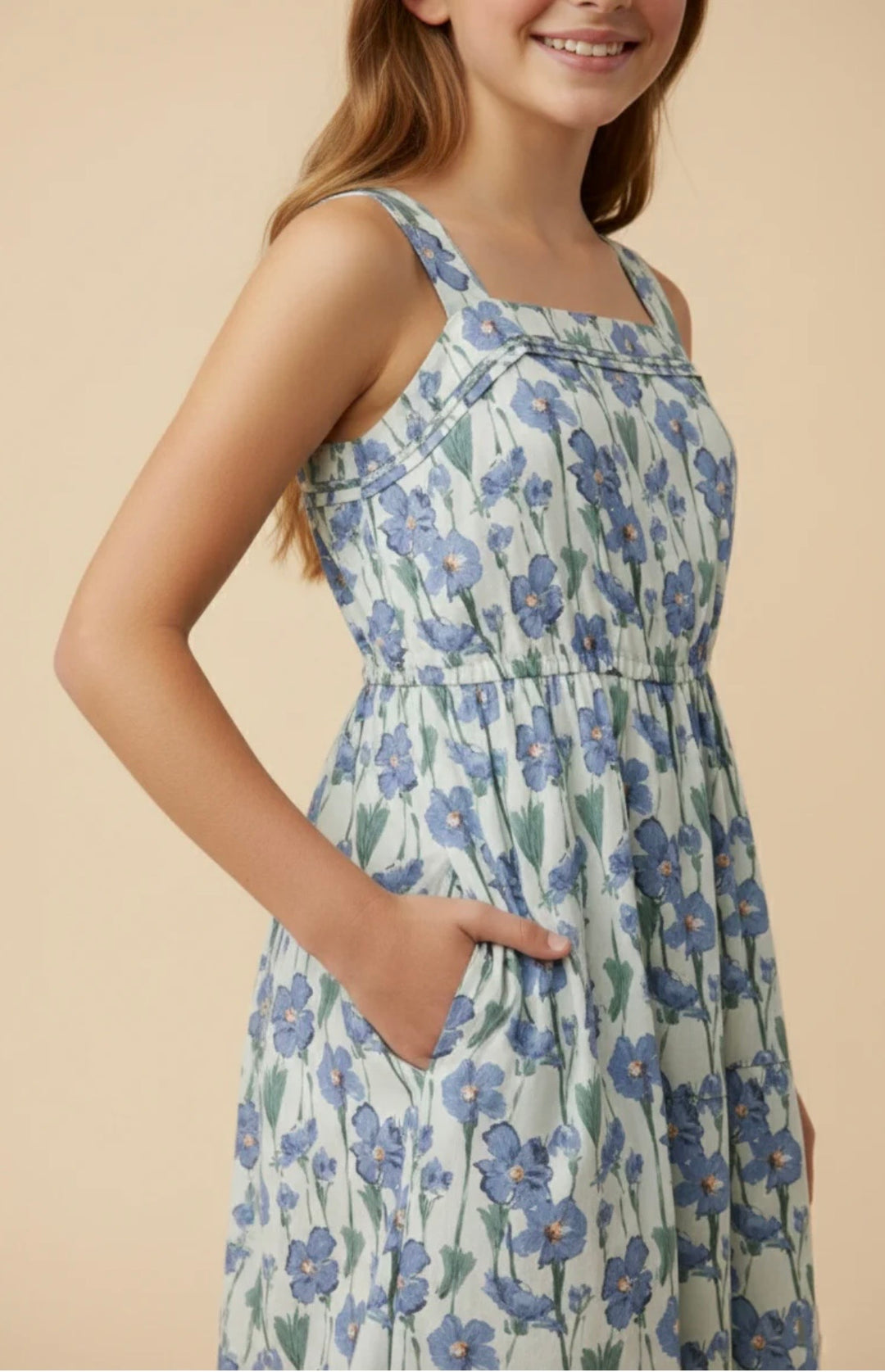 Floral Pleated Poplin Dress