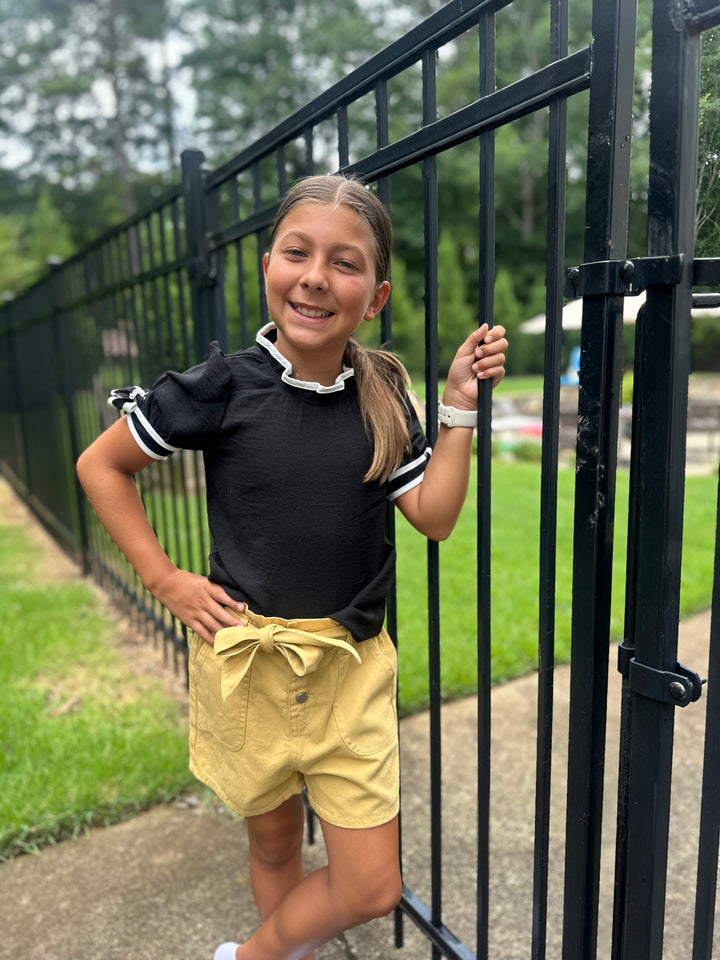 Gold Belted High Rise Paperbag Shorts