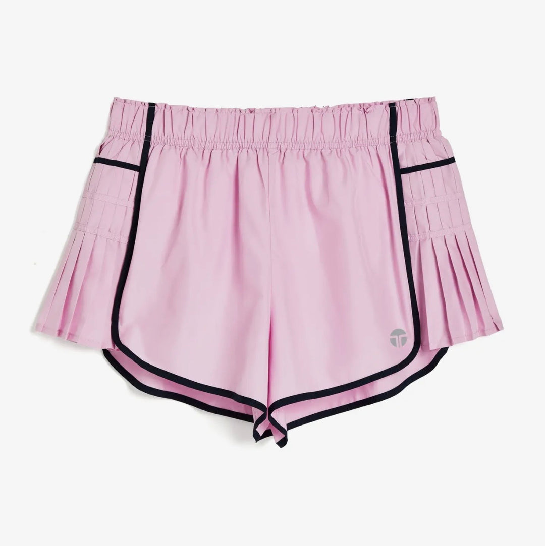Pink/Navy Pleated Side Panel Shorts