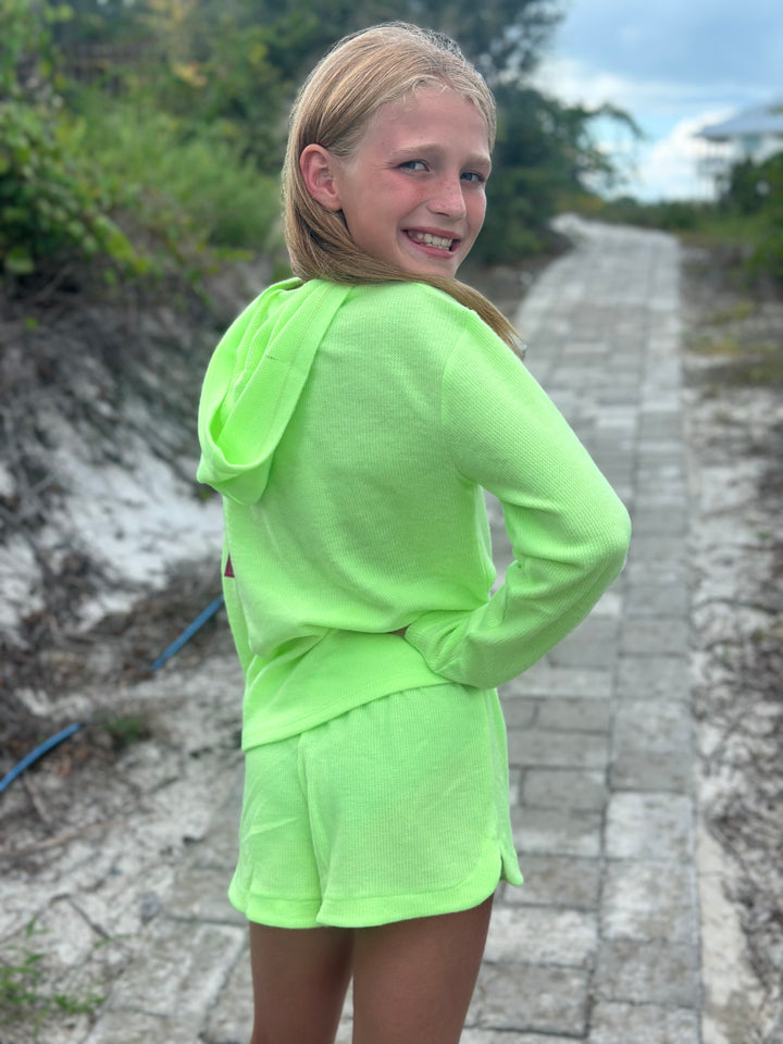 Lime Green Waffle Shorts