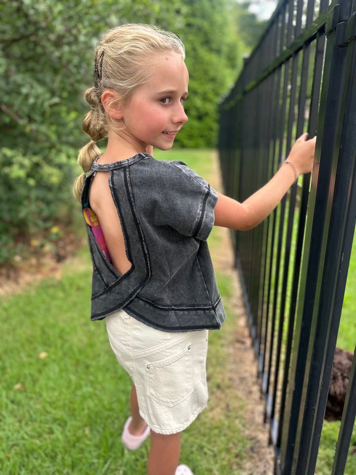 Black Slouchy Open Back top