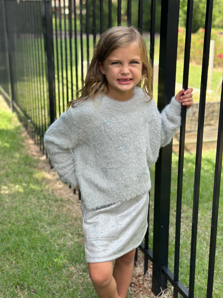 Metallic Sweater with Bows