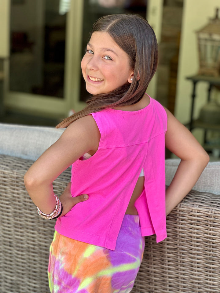 Pink Split Back Top