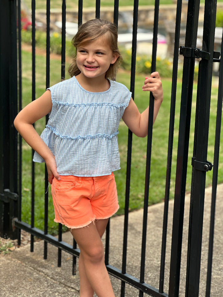 Brittany Neon Orange Fray Shorts