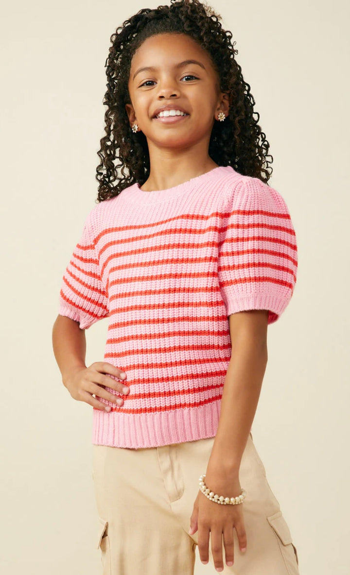 Pink Striped Sweater Top