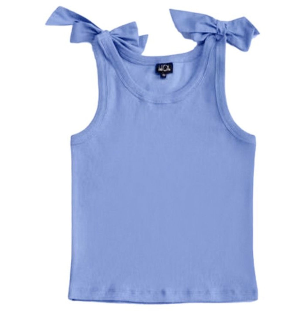 Blue Tie Shoulder Tank