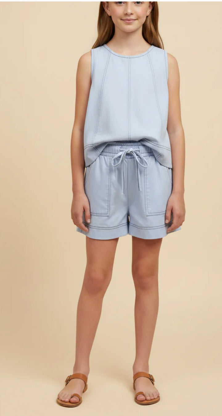 Stitched Panel Patch Pocket Shorts