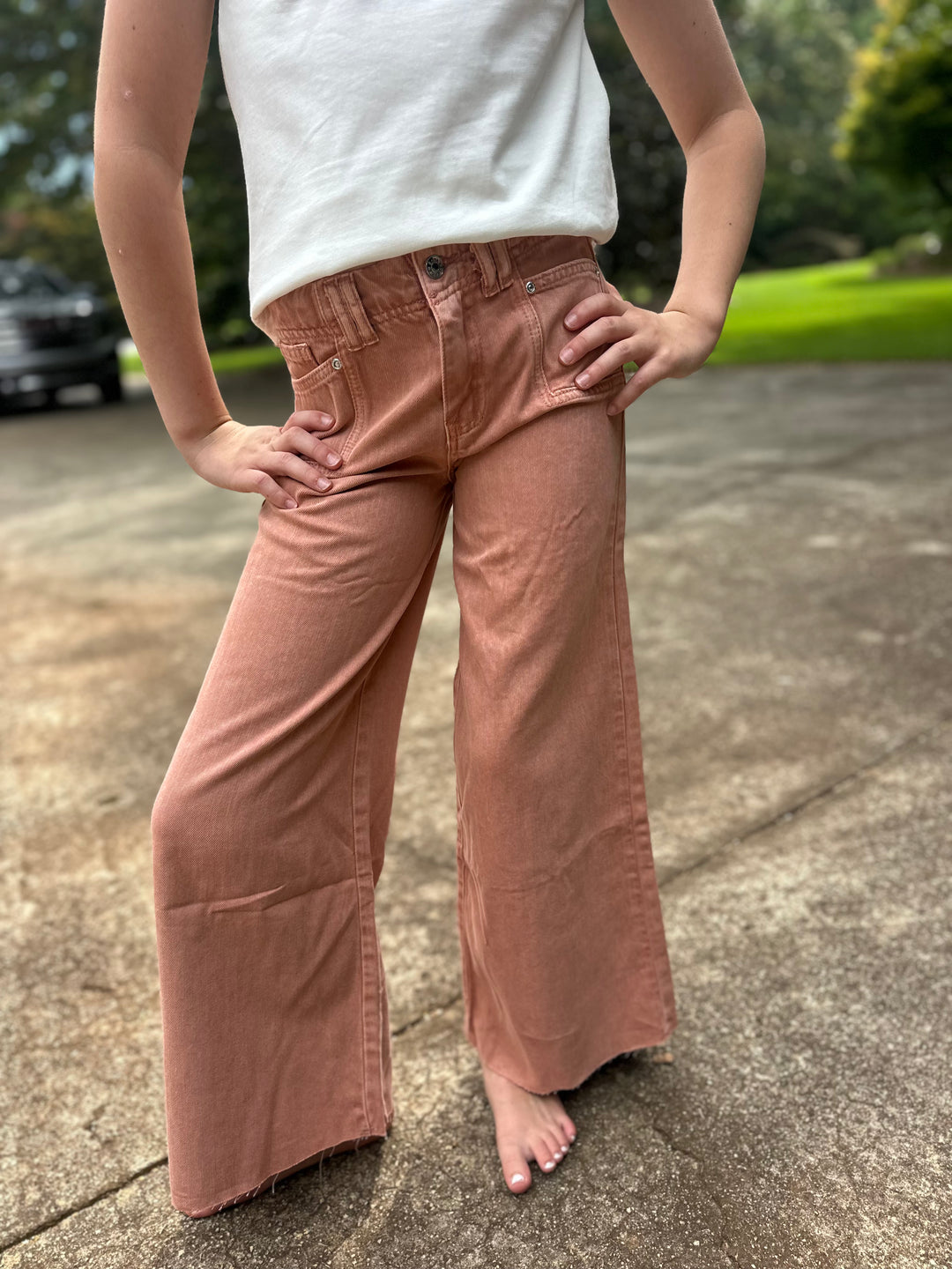 Utility Pocket Wide Leg Pant-Misty Rose