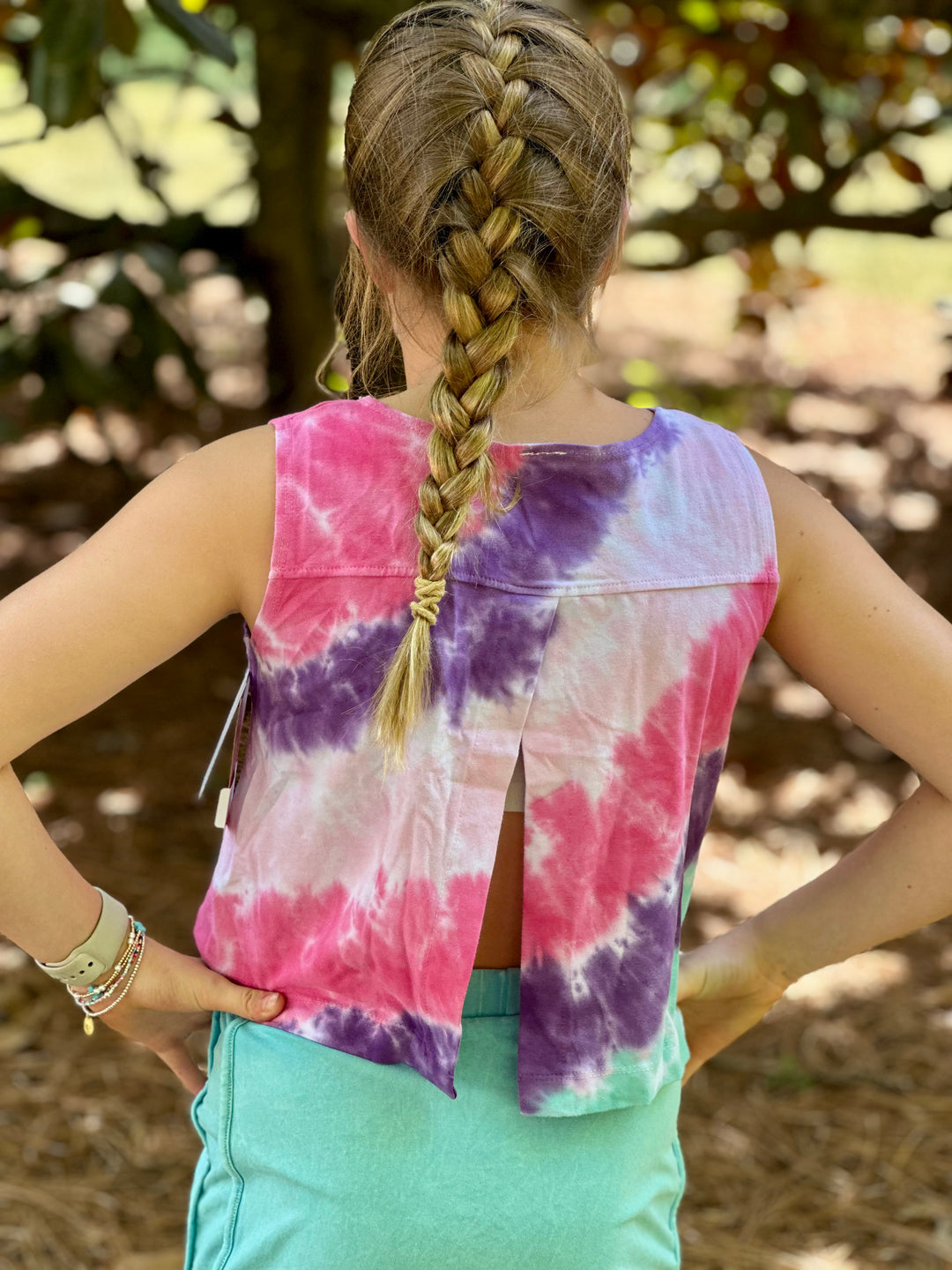 Tie Dye Split Back Top