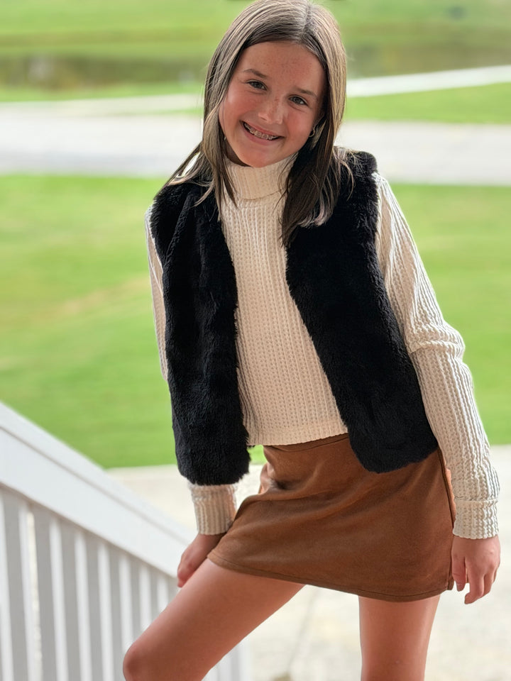 Black Faux Fur Vest