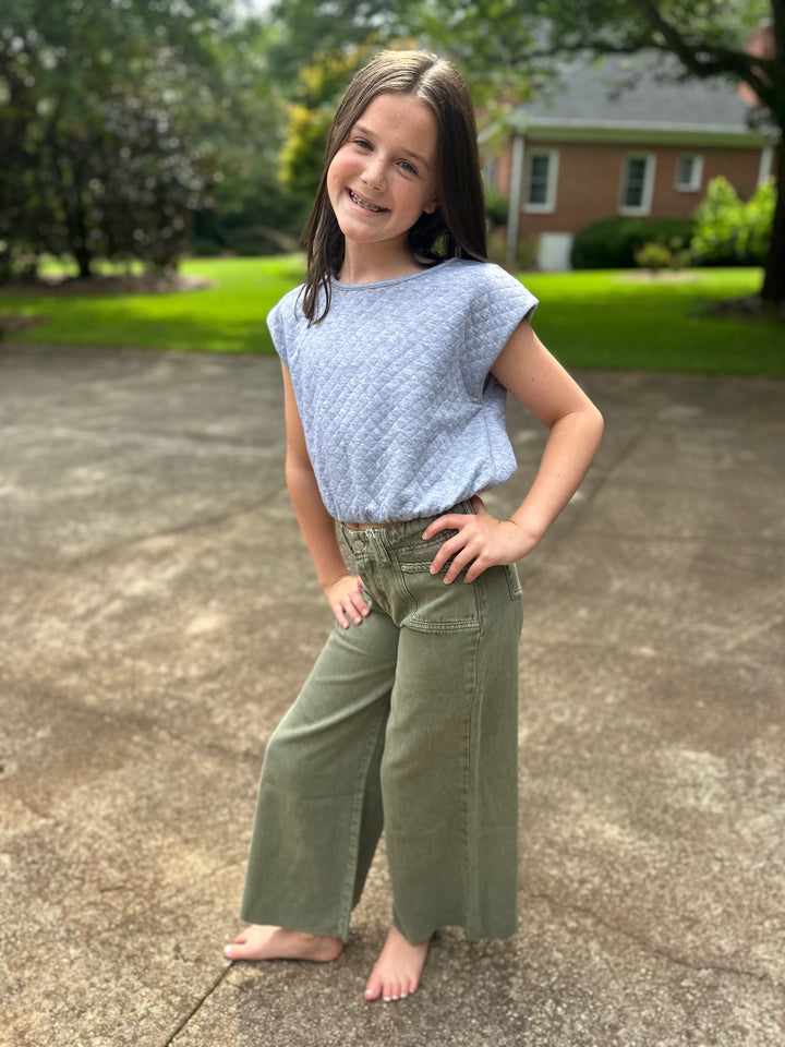 Utility Pocket Wide Leg Pant-Olive