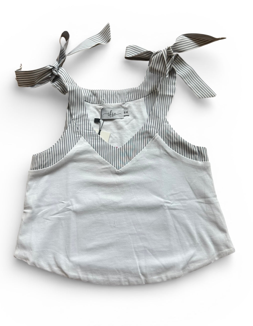Grey Ties V Neck Top