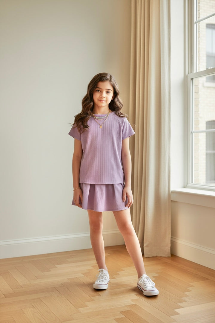 Lavender Waved Ribbed Top