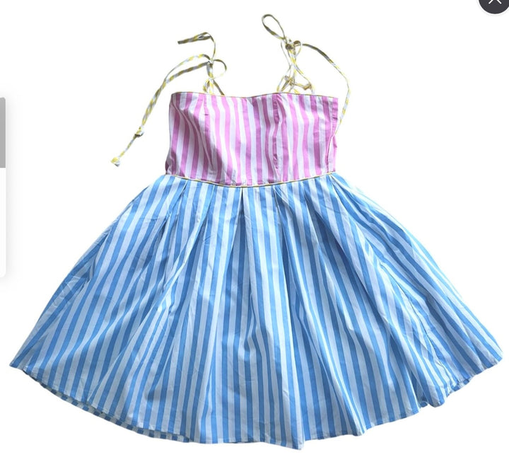 Striped Dress with Tie Shoulders