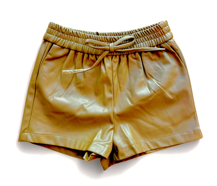 Beige Faux Leather Shorts