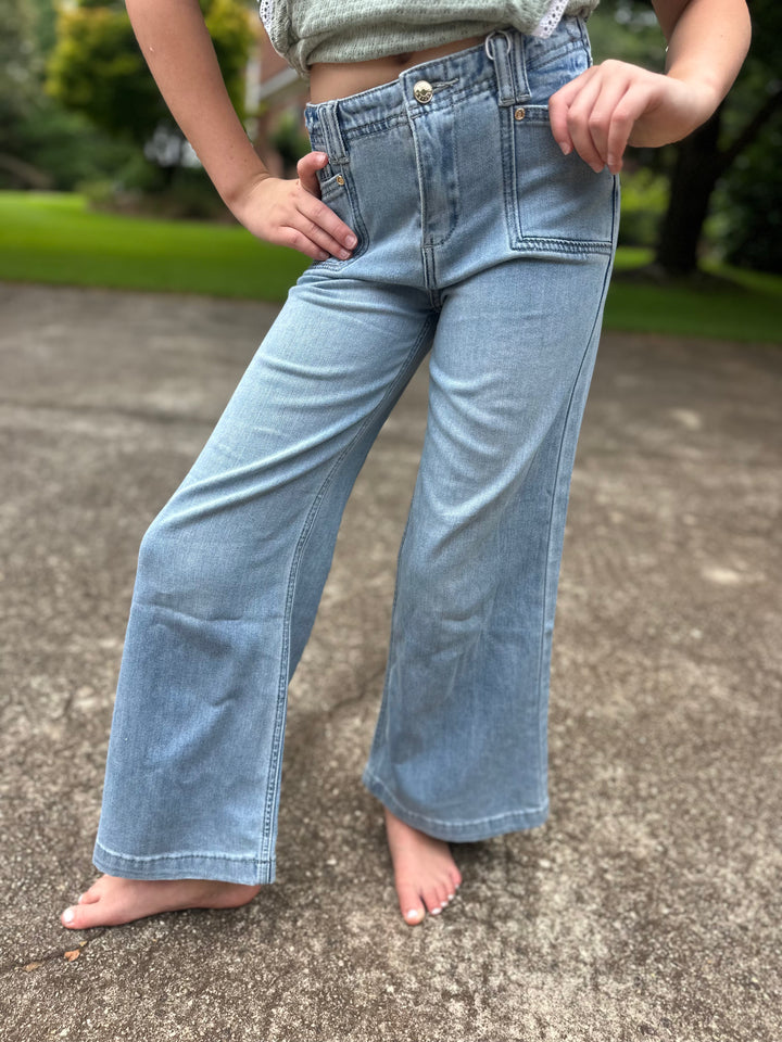 Utility Pocket Wide Leg Jean in Indigo