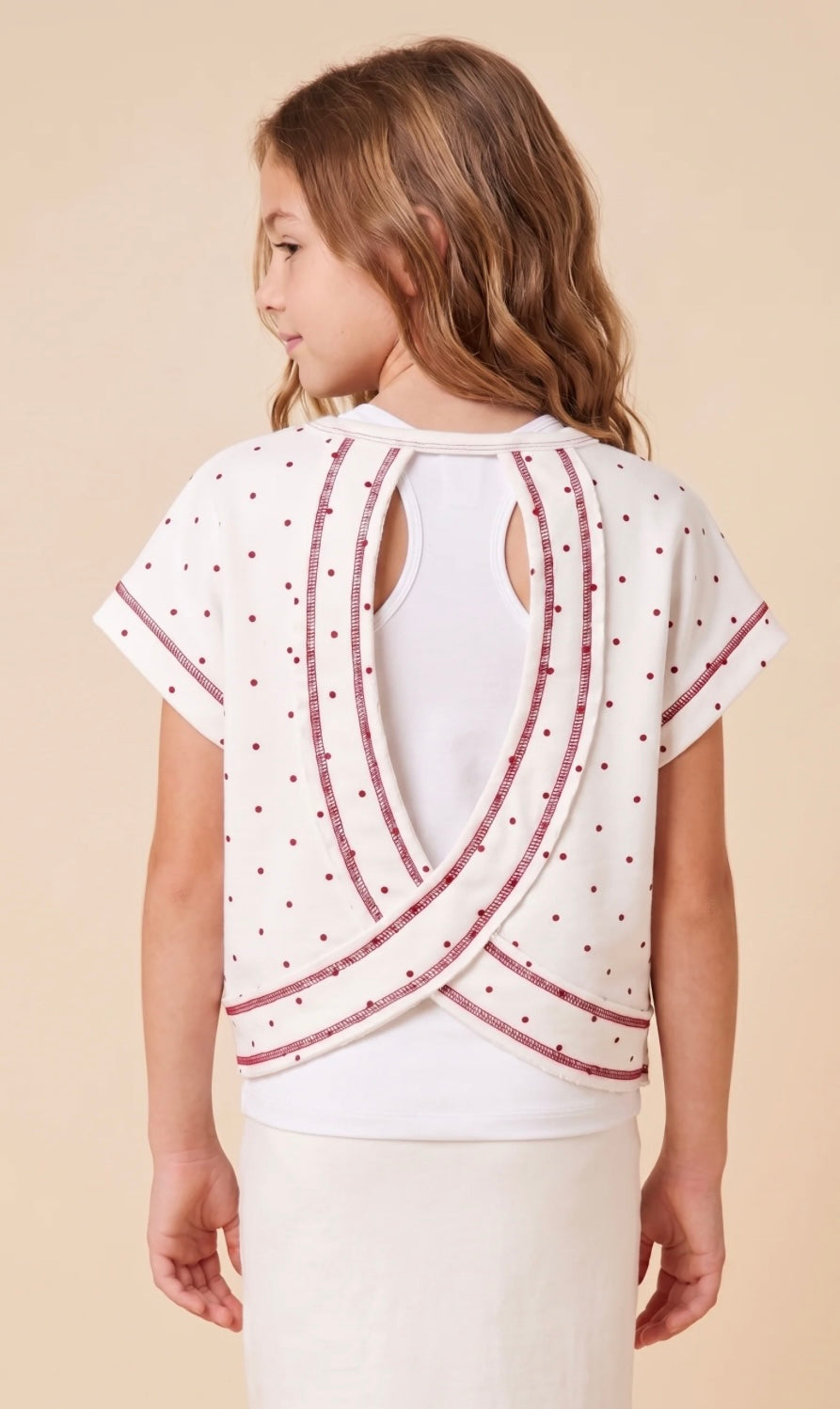 Red Dot Game Day Open Back Top