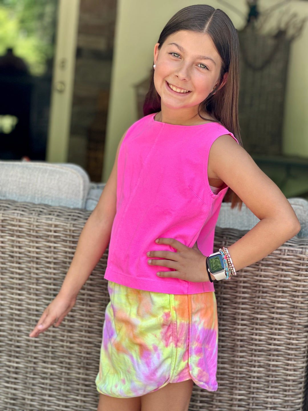 Pink Split Back Top