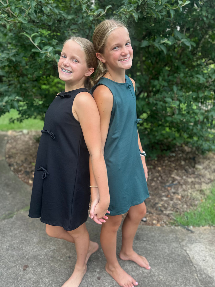 Sleeveless Ponte Ribbon Dress-2 COLORS!