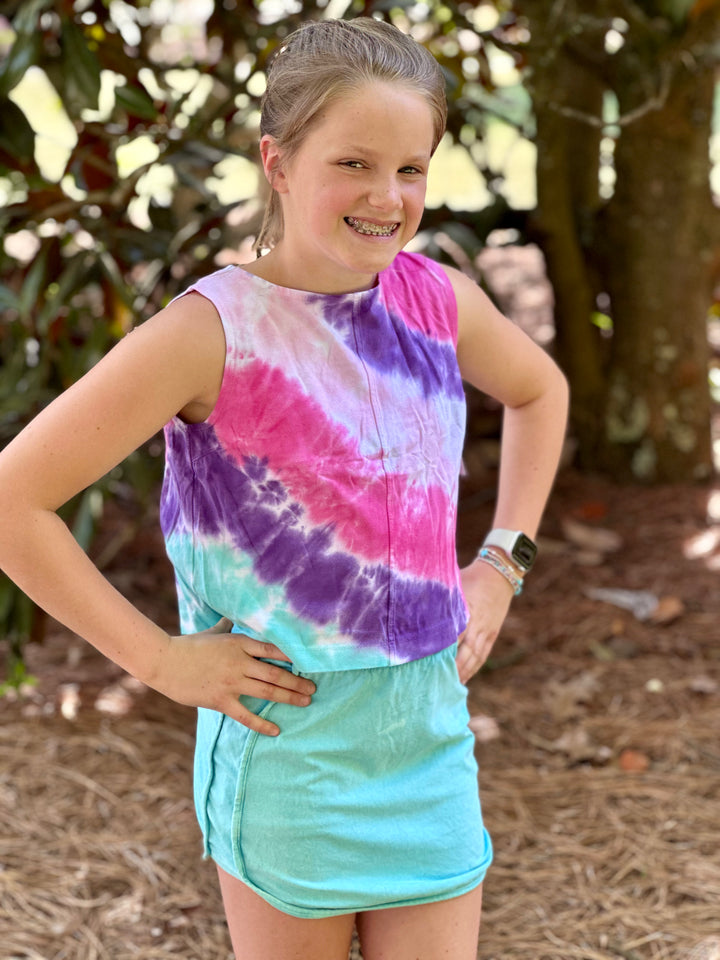 Tie Dye Split Back Top