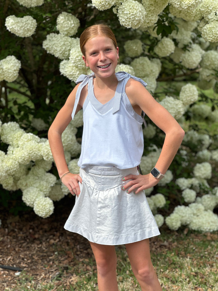 Tractr Cream Yoke Skirt