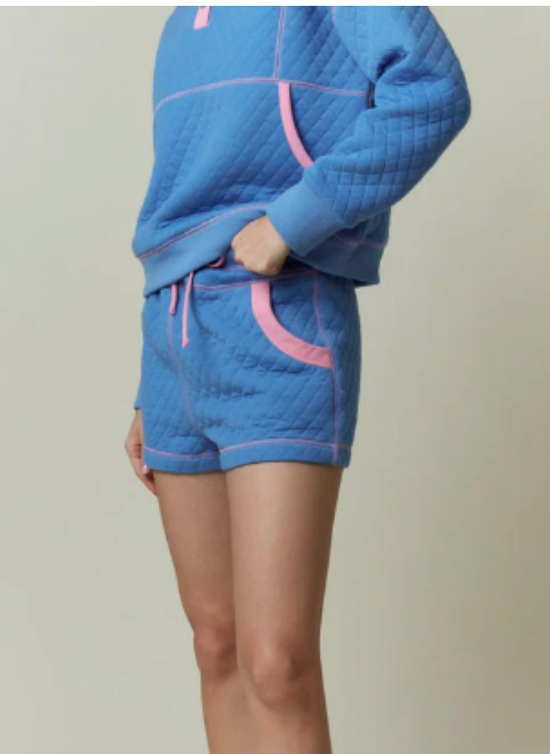 Blue Quilted Shorts
