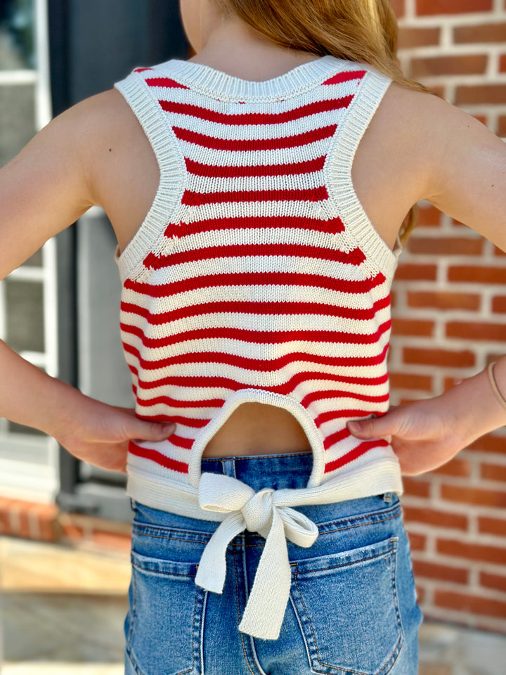 Red & White Sweater Tank